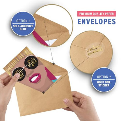 easykart labels 24 Unique Birthday Cards Assortment with Greetings Inside. For Businesses and Individuals, 6.75x4.5 Inch Assorted Foiling Cards with Envelope with Sealing Stickers