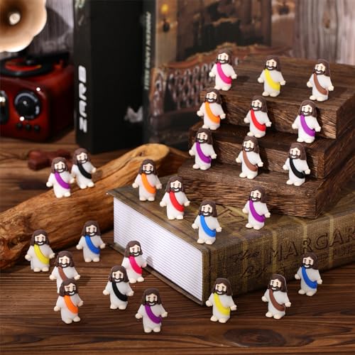 Barydat 100 Pcs Little Jesus Figures, Halloween Prank Props, Vibrant Colors - color: Vibrant Colors