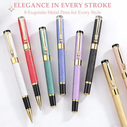 Fancy Pens for Women, Nice Rollerball Pens with Dragon Design, Elegant Gift Pen, Office & Signature Writing Pen, Refillable Black Ink Business Pen (Pink) - color: Pink