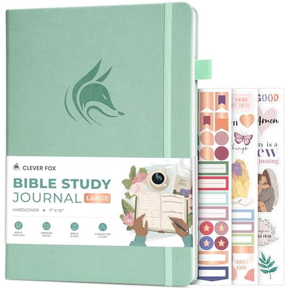 Clever Fox Bible Study Journal, Guide, Supplies for Women 7x10 Mint Cream - color: Mint Cream, size: Smaller than A4 (7" x 10")