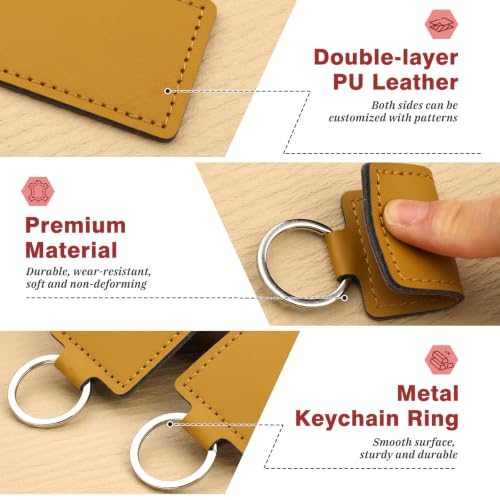 Leather Keychain Blanks, 10 Pcs Laser Engraving Blanks Keychains Bulk - color: Yellow-10 Pcs