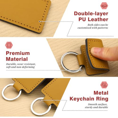 Leather Keychain Blanks, 10 Pcs Laser Engraving Blanks Keychains Bulk - color: Yellow-10 Pcs