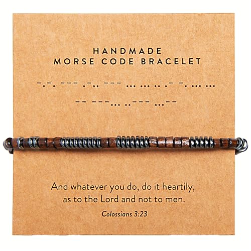 ARK & BAY Christian Morse Code Bracelet | Handmade Adjustable Custom Bible Verse Bracelets For Women & Men | Religious Faith Scripture | Catholic Beaded Jewelry Gift For Encouragement, Inspirational Hidden Message - style: Colossians 3:23