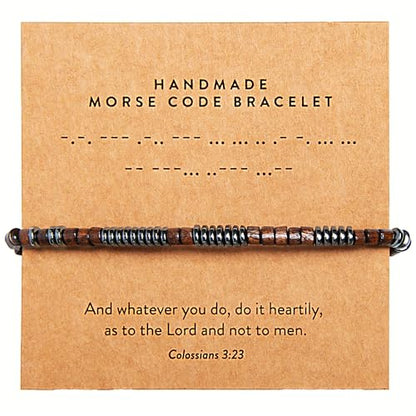 ARK & BAY Christian Morse Code Bracelet | Handmade Adjustable Custom Bible Verse Bracelets For Women & Men | Religious Faith Scripture | Catholic Beaded Jewelry Gift For Encouragement, Inspirational Hidden Message - style: Colossians 3:23