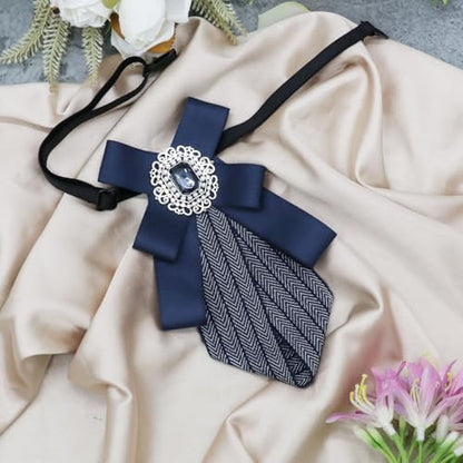 Womens Bow Tie Adjustable Rhinestone Bowtie for Women Ladies Girls Pre-tied Womens Tie for Shirt Suit Uniform - color: Blue-strap-style 3