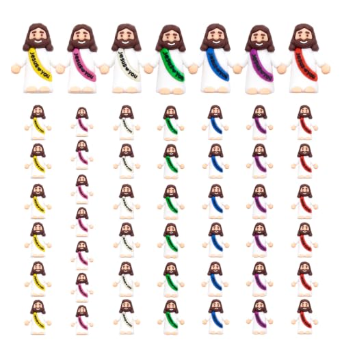 Little Jesus Figures – 50PCS Mini Jesus Loves You Figurines for Christian Gifts, Church Party Favors, Baptism & Religious Encouragement Gifts, Easter Basket Stuffers