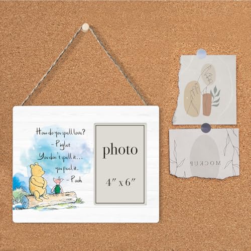 Pooh Bear Quote Picture Frame, Nursery Gifts for Kids Grandkids - color: Love