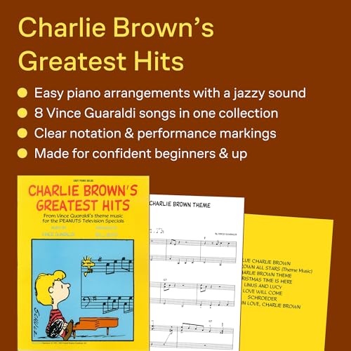 Vince Guaraldi: Charlie Brown's Greatest Hits Easy Piano Songbook | 8 Classic Peanuts Favorites for Intermediate Piano Students with Chord Names | Arranged by Bill Boyd - Iconic TV Jazz Themes