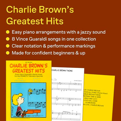 Vince Guaraldi: Charlie Brown's Greatest Hits Easy Piano Songbook | 8 Classic Peanuts Favorites for Intermediate Piano Students with Chord Names | Arranged by Bill Boyd - Iconic TV Jazz Themes
