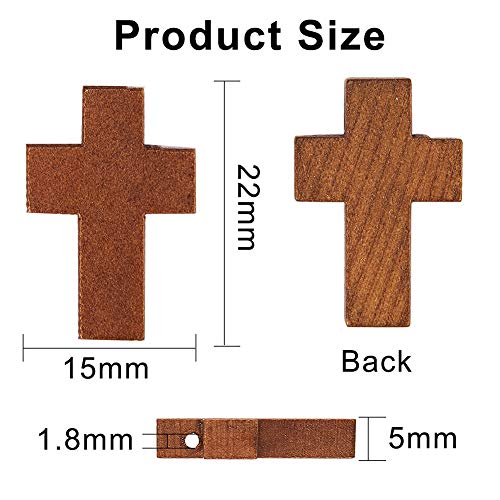 SUNNYCLUE 200Pcs 0.85x0.55Inch Wood Cross Charm Pendants Mini Natural Wooden Small Cross Charms Bulk for Party Favors Easter Rosary Necklace Jewelry Making Charms Hanging Ornament Craft Accessories - color: 200Pcs Browm 22x15mm