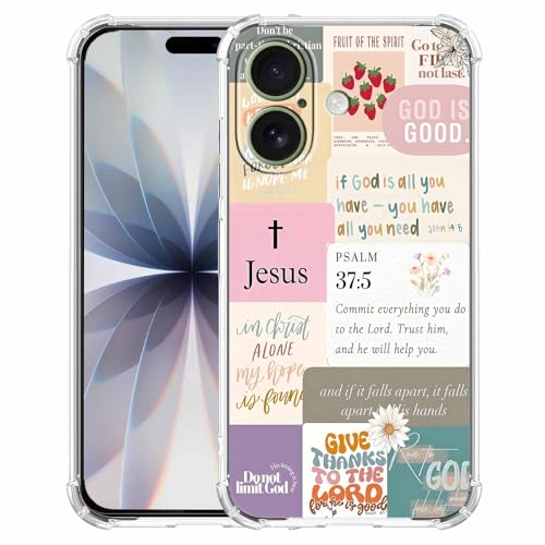 Christian Quotes Aesthetic Vintage Jesus Bible Verse Collage Pattern,Soft TPU Bumper Case for iPhone 17,#7 - color: Bible 7, size: iPhone 17