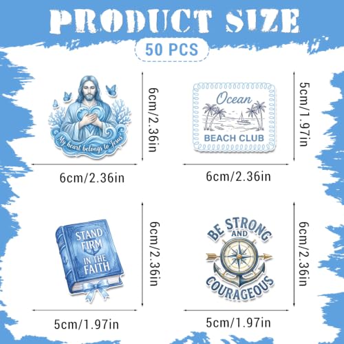 Prayer Board Stickers Supplies - 50 Pcs Blue Ocean Beachy Kit - color: Blue Beachy