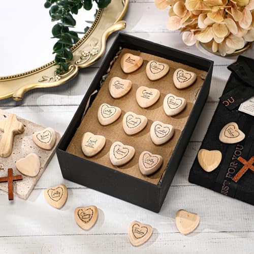 Geelin 72 Pcs Christian Gifts Bulk Wooden Hearts, Natural‌ - color: Natural‌