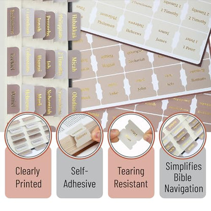 Mr. Pen- Laminated Bible Tabs, 75 pcs, Easy-to-Read & Apply - color: Mystic Forest