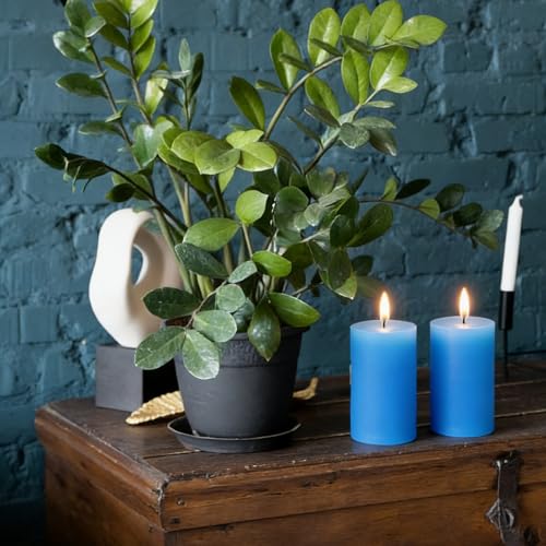 6 Pack 2.75 "x 3.25" Light Blue Pillar Candle for Home Restaurants Spa Church Weddings, Hand Poured Unscented Smokeless Dripless Column Candle, Emergency, Long-Lasting Candle - color: Light Blue