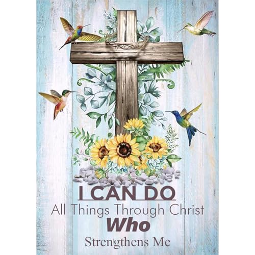 Sanjee Christ Cross Diamond Art Painting Kit Inspirational Verses for Adult