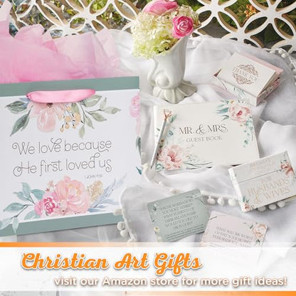 Christian Art Gifts Large Gift Bag with Card & Tissue, He First Loved Us - color: First Love Us/Green & Pink, style: Large Landscape