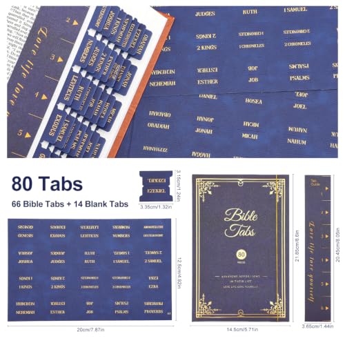 Leather Bible Tabs, Bible Tabs for Women and Men(Gold Foil Lettering) Large Print Stickers, Easy to Read and Apply, 66 Chapters & 14 Blank Labels for Easy Navigation, Bible Study Supplies(Blue) - style: Leather Blue