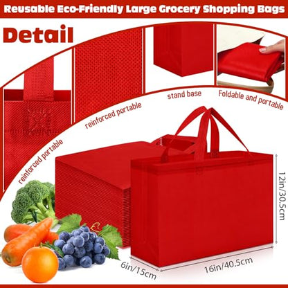 Windyun 100 Pcs Reusable Grocery Bags Large Shopping Tote Bulk, Red - color: Red