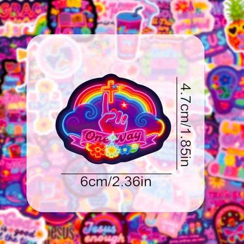 104 PCS Neon Inspirational Christian Stickers, Bible Verse Jesus Stickers for Laptop Water Bottles Scrapbook, Bible Study Journaling Prayer Board Supplies Religious Faith Christian Gifts for Women Men - style: 104 PCS Neon Inspirational Christian Stickers
