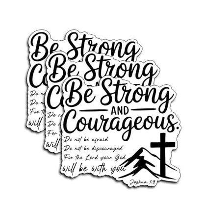 3Pcs Be Strong and Courageous Joshua 1:9 Bible Verse Stickers Christian Vinyl Sticker for Bible Journaling Jesus Faith Waterproof Sticker Water Bottle Laptop Phone Case Tumbler Mini Verse Decals 3x2.8