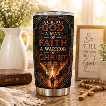 Personalized Christian Gifts For Men - Bible Faith Man Of God Warrior Christ Tumbler V10 - A Child Of God Religious For Dad, Husband, Grandpa on Fathers Day, Christmas, Birthday - color: CH-VAR-10
