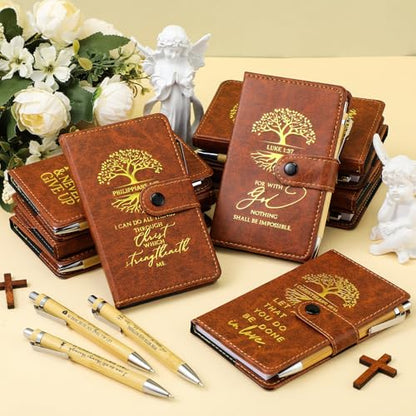 Spakon 20 Pcs Christian Prayer Journals with Pens, English Tree of Life - style: English Tree of Life