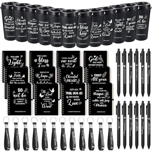 Skylety 12 Set Christian Gifts Bulk Scripture Cup Set, Black - color: Black