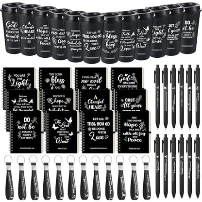 Skylety 12 Set Christian Gifts Bulk Scripture Cup Set, Black - color: Black
