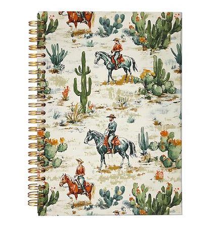 VNWEK Western Cactus Horse Cowboy Spiral Notebook Journal 5.5x8.3 Inch, Western Gifts for Women Men Journal, Rustic Southwestern Succulent Plant Lined Hardcover Spiral Notebook - color: Western Cactus Horse