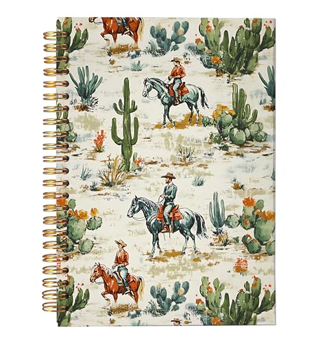VNWEK Western Cactus Horse Cowboy Spiral Notebook Journal 5.5x8.3 Inch, Western Gifts for Women Men Journal, Rustic Southwestern Succulent Plant Lined Hardcover Spiral Notebook - color: Western Cactus Horse