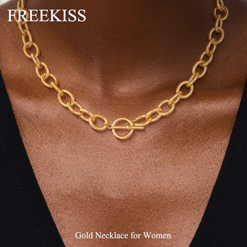 Freekiss 3-Piece Layered Toggle Necklace for Women - color: Toggle Style1 Gold