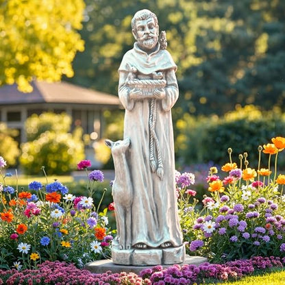 36.2" St Francis Garden Statue,Outdoor Catholic Sculpture - color: St Francis-36.2"
