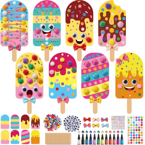 Funrous 48 Sets Ice Cream Crafts Kit Summer Ice Cream Paper Crafts Arts - style: Ice Cream