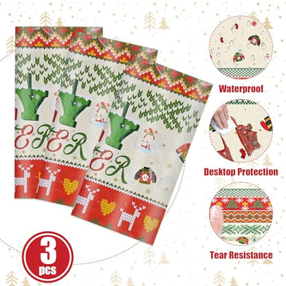 3 Pcs Christmas Ugly Sweater Party Tablecloth - color: Ugly Sweater
