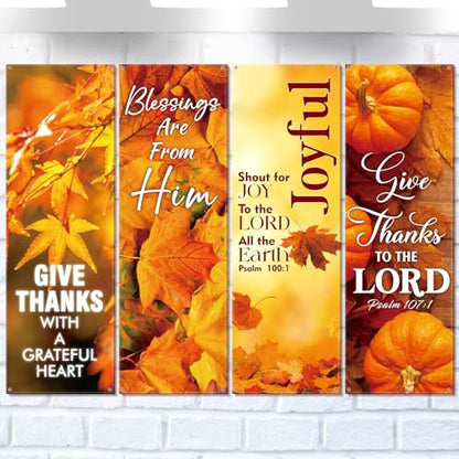 Hosuly 4 Pcs Fall Sanctuary Banners for Church, Classic Style 2 X 6 Feet - size: 2 x 6 Feet, style: Classic Style