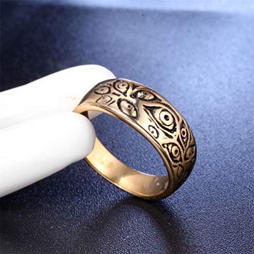 Men's Vintage Engraved Eye of God Ring Black Gold Silver Tone - color: Gold