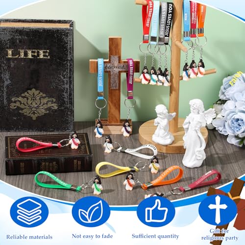 Bememo 24 Pcs Little Jesus Keychain Bulk - color: Multiple Color, style: Jesus Loves You Style