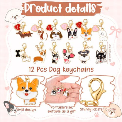 Kenning 12 Puppy Dog Keychain Bulk Vet Tech Appreciation Gift Bulk - style: Puppy