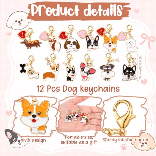 Kenning 12 Puppy Dog Keychain Bulk Vet Tech Appreciation Gift Bulk - style: Puppy