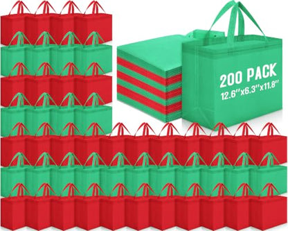 Windyun Reusable Grocery Bags Non Woven with Handles - color: Red Green