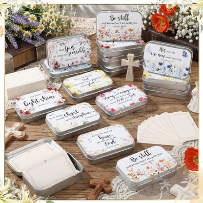 24 Prayer Boxes with 120 Prayer Cards 8 Floral Scripture Designs - style: Floral