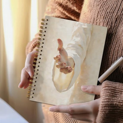 Neutral Christian Jesus Spiral Notebook Journal, Jesus Gifts for Women Men, Christian The Hand Of God Bible Verse Notebook Journal for School Office Supplies, 5.5 x 8.3 Inch - color: 21Child