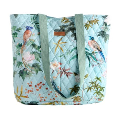 Maison d' Hermine Shopping Bags Cotton Quilted Tote Bag with Zipper Pockets - color: 011 - Hokuzai - Blue