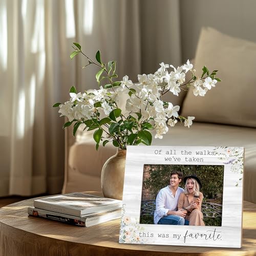 Wedding Picture Frame Gifts - Remembrance Engagement Picture Frame, Of All the Walks We've Taken This Was My Favorite Mr and Mrs Wooden Photo Frame for Tabletop or Wall Hanging 5x7 - color: Favorite