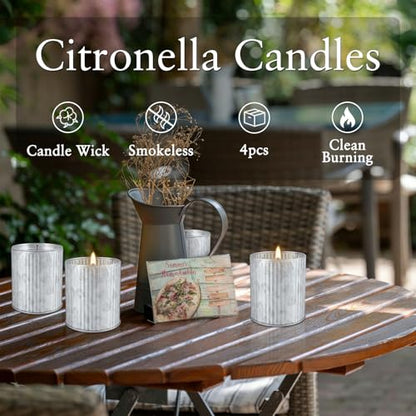 4Pack Citronella Candles Outdoor Indoor, 4oz Silver Canned Candle - color: 4Pack1 Silver-white