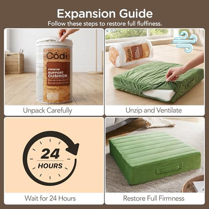 Codi Couch Cushion Replacements 2 Pack, 5 Inch High-Density Foam, 24 Inch - color: Green, size: 24 Inch (Pack of 2)