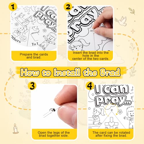 Glenmal 24 Pack 9" Color Your Own When Can I Pray Cardstock Wheels Craft Kits DIY Activity for Learning Creativity Make Your Own Prayer Jesus Coloring Wheel Cards Sunday School DIY Art Activities Gift - style: When Can I Pray