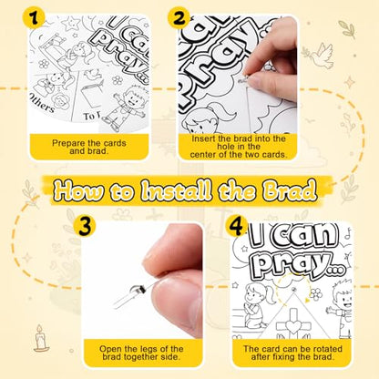 Glenmal 24 Pack 9" Color Your Own When Can I Pray Cardstock Wheels Craft Kits DIY Activity for Learning Creativity Make Your Own Prayer Jesus Coloring Wheel Cards Sunday School DIY Art Activities Gift - style: When Can I Pray