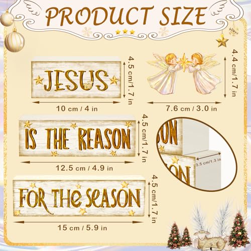 Britimes Tiered Tray Decor Set, 4 Pack, Wooden Table Sign, Christmas Jesus - style: Angel